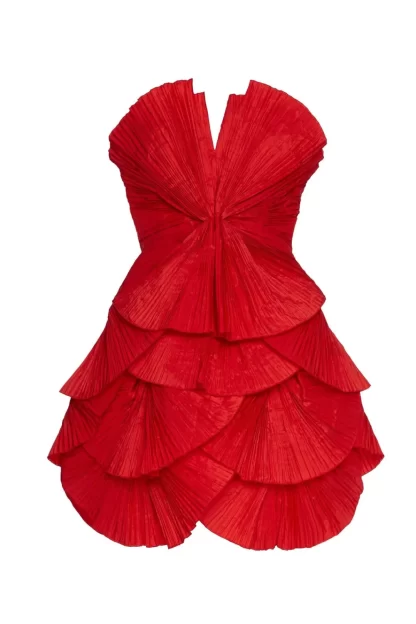 Women Annie's Archive 80'S Red Pleated Mini Dress.