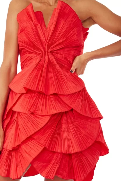Women Annie's Archive 80'S Red Pleated Mini Dress.