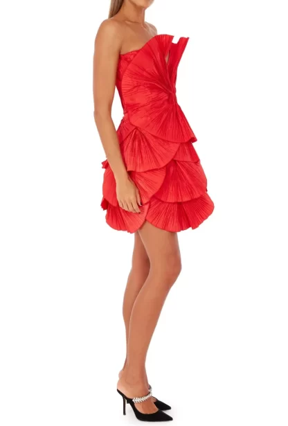 Women Annie's Archive 80'S Red Pleated Mini Dress.