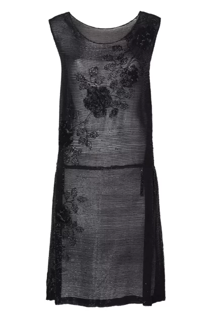 Women Annie's Archive 1920'S Rose Beaded Black Tabard