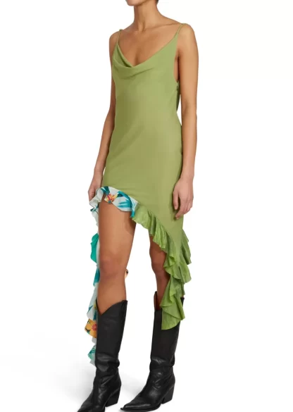 Women Conner Ives Silk Scarf Flounce Mini Dress