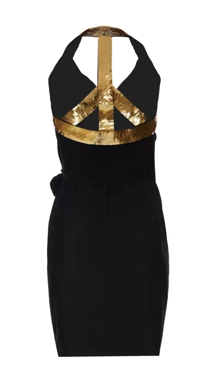 Women Annie's Archive 1994 Spring-Summer Moschino Cocktail Sequin "Peace" Sign Dress.