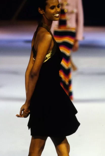 Women Annie's Archive 1994 Spring-Summer Moschino Cocktail Sequin "Peace" Sign Dress.