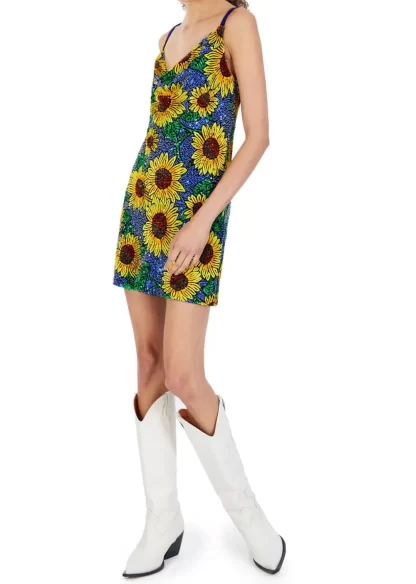 Women Ashish Sunflower Beaded Mini Dress