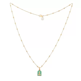 Women Annie's x Jade Jagger Tanit Aqua Enamel Charm Necklace, Gold Vermeil