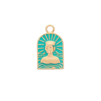 Women Annie's x Jade Jagger Tanit Aqua Enamel Charm Necklace, Gold Vermeil
