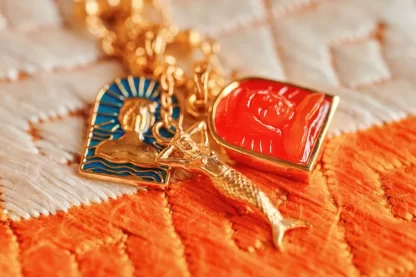 Women Annie's x Jade Jagger Tanit Carved Carnelian Stone Charm, Gold Vermeil