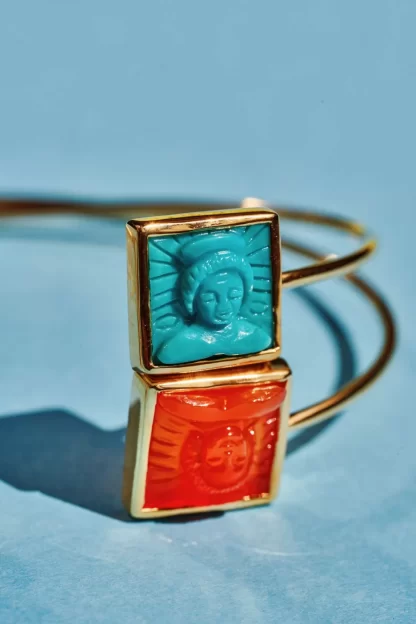 Women Annie's x Jade Jagger Tanit Carved Turquoise Bangle