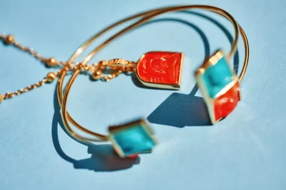 Women Annie's x Jade Jagger Tanit Carved Turquoise Bangle