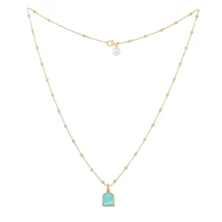 Women Annie's x Jade Jagger Tanit Carved Turquoise Charm Necklace, Gold Vermeil