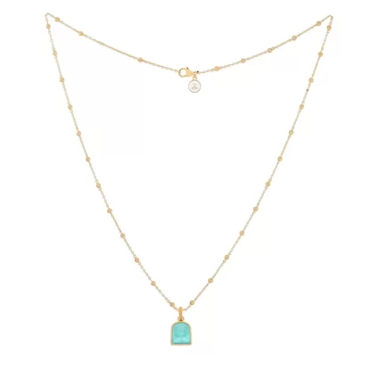Women Annie's x Jade Jagger Tanit Carved Turquoise Charm Necklace, Gold Vermeil