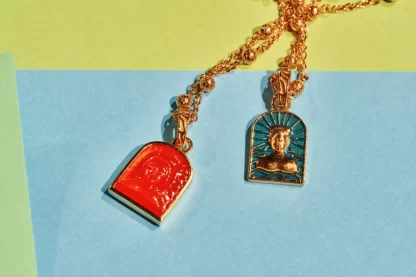 Women Annie's x Jade Jagger Tanit Teal Enamel Charm, Gold Vermeil