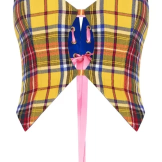 Women Amuse Bouche Tartan Yellow Corset Top