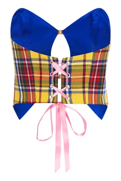 Women Amuse Bouche Tartan Yellow Corset Top