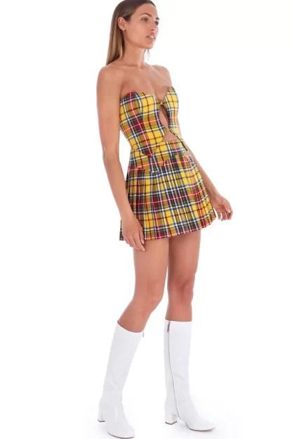 Women Amuse Bouche Tartan Yellow Skirt