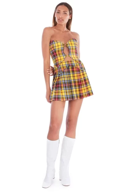Women Amuse Bouche Tartan Yellow Skirt