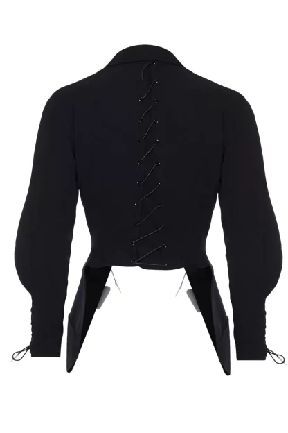 Women Annie's Archive 1994 Thierry Mugler Wool Black Buckle Jacket And Skirt.